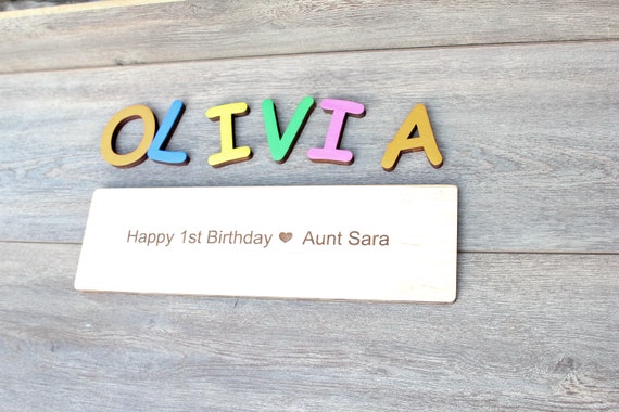 kids wooden name puzzle