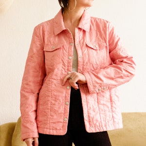 Vintage spring jacket / Pink y2k jacket / 90s jacket / Light puffer jacket / Cute jacket / Button-down jacket / Floral jacket / M image 1