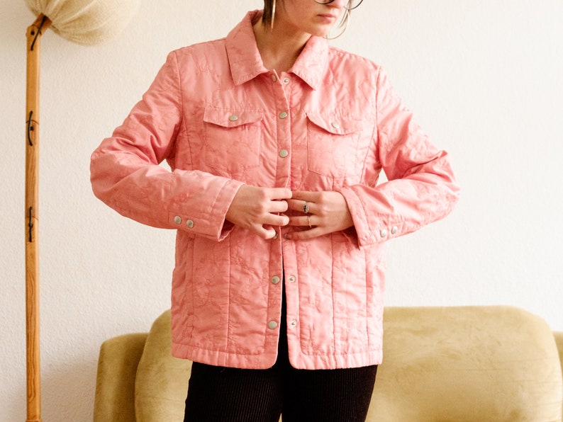 Vintage spring jacket / Pink y2k jacket / 90s jacket / Light puffer jacket / Cute jacket / Button-down jacket / Floral jacket / M image 5