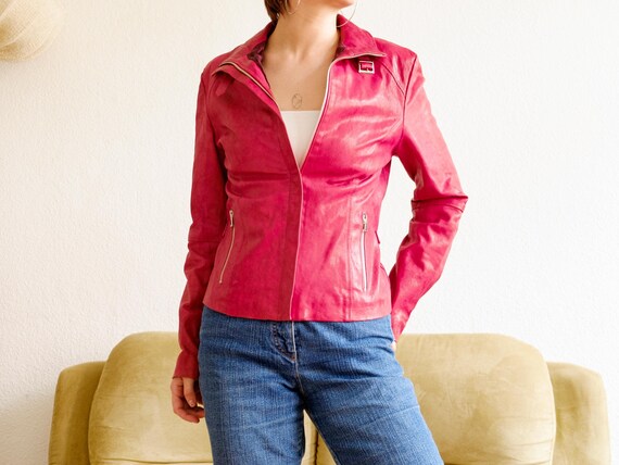 archive vintage leather jacket red y2k