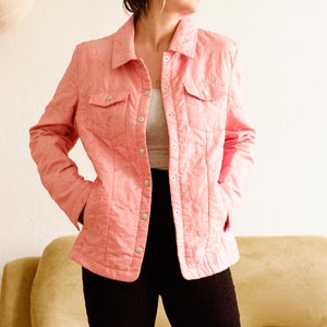 Vintage spring jacket / Pink y2k jacket / 90s jacket / Light puffer jacket / Cute jacket / Button-down jacket / Floral jacket / M image 6