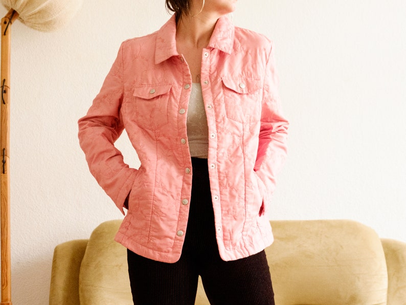 Vintage spring jacket / Pink y2k jacket / 90s jacket / Light puffer jacket / Cute jacket / Button-down jacket / Floral jacket / M image 6
