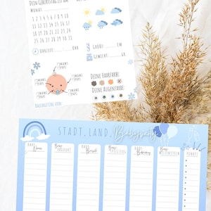 Stadt, Land, Babyparty und Ratespiel für Babyparty
