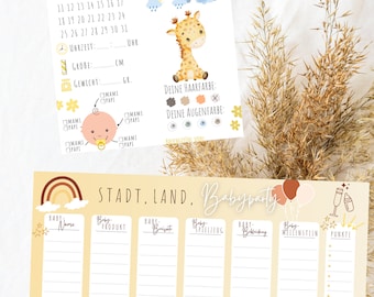 Stadt, Land, Babyparty und Ratespiel für Babyparty