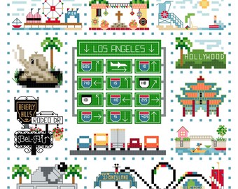 Los Angeles City Sampler Cross Stitch Pattern
