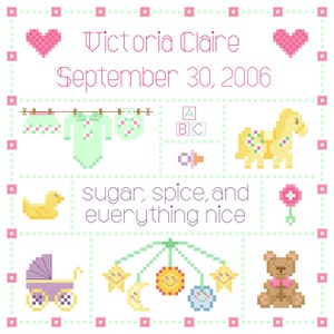 Baby Sampler Classic Girl Cross Stitch Pattern