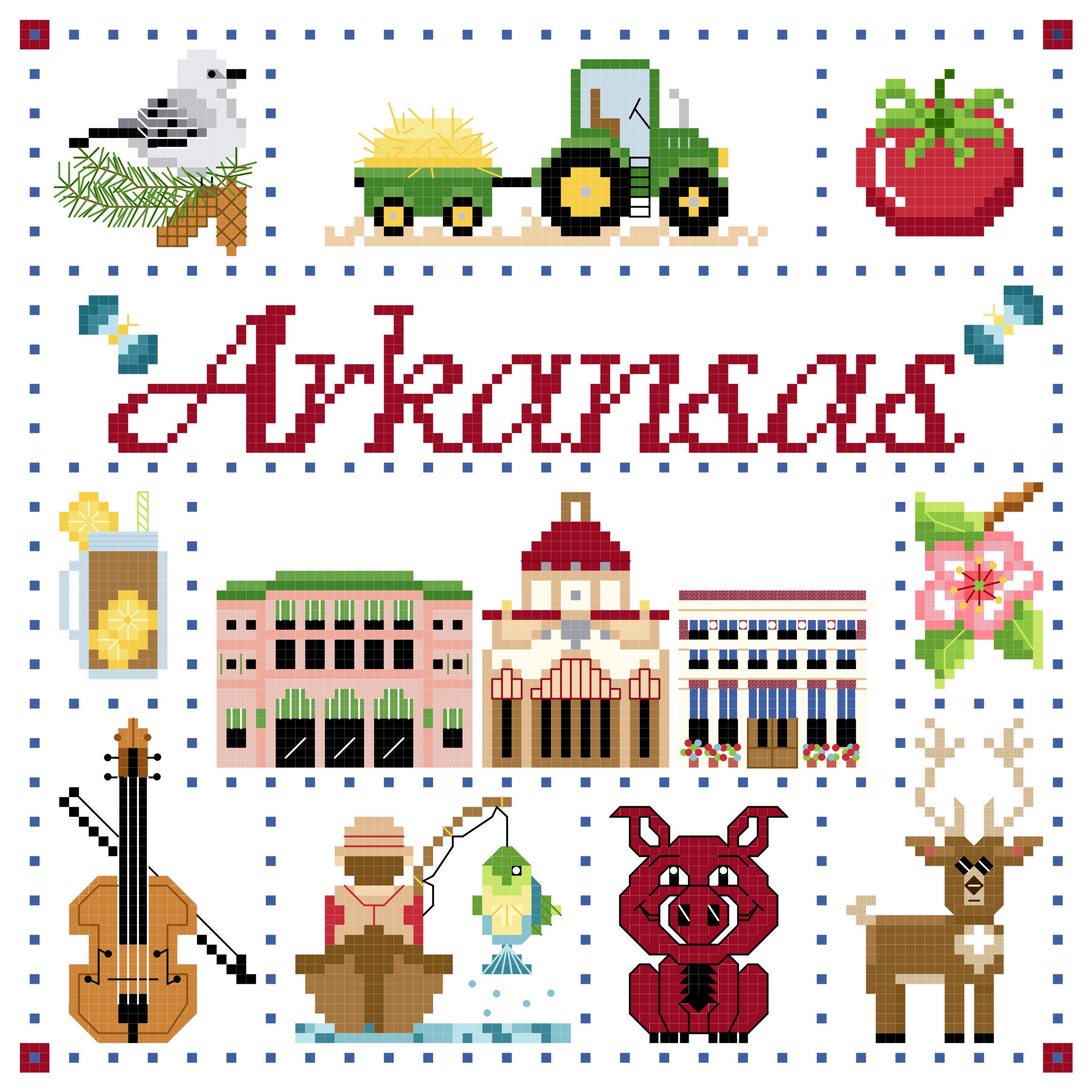 Arkansas State Sampler Cross Stitch Pattern - Etsy