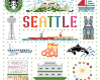 Seattle City Sampler Cross Stitch Pattern
