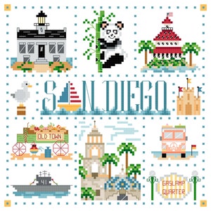 San Diego City Sampler Cross Stitch Pattern