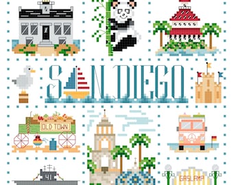 San Diego City Sampler Cross Stitch Pattern