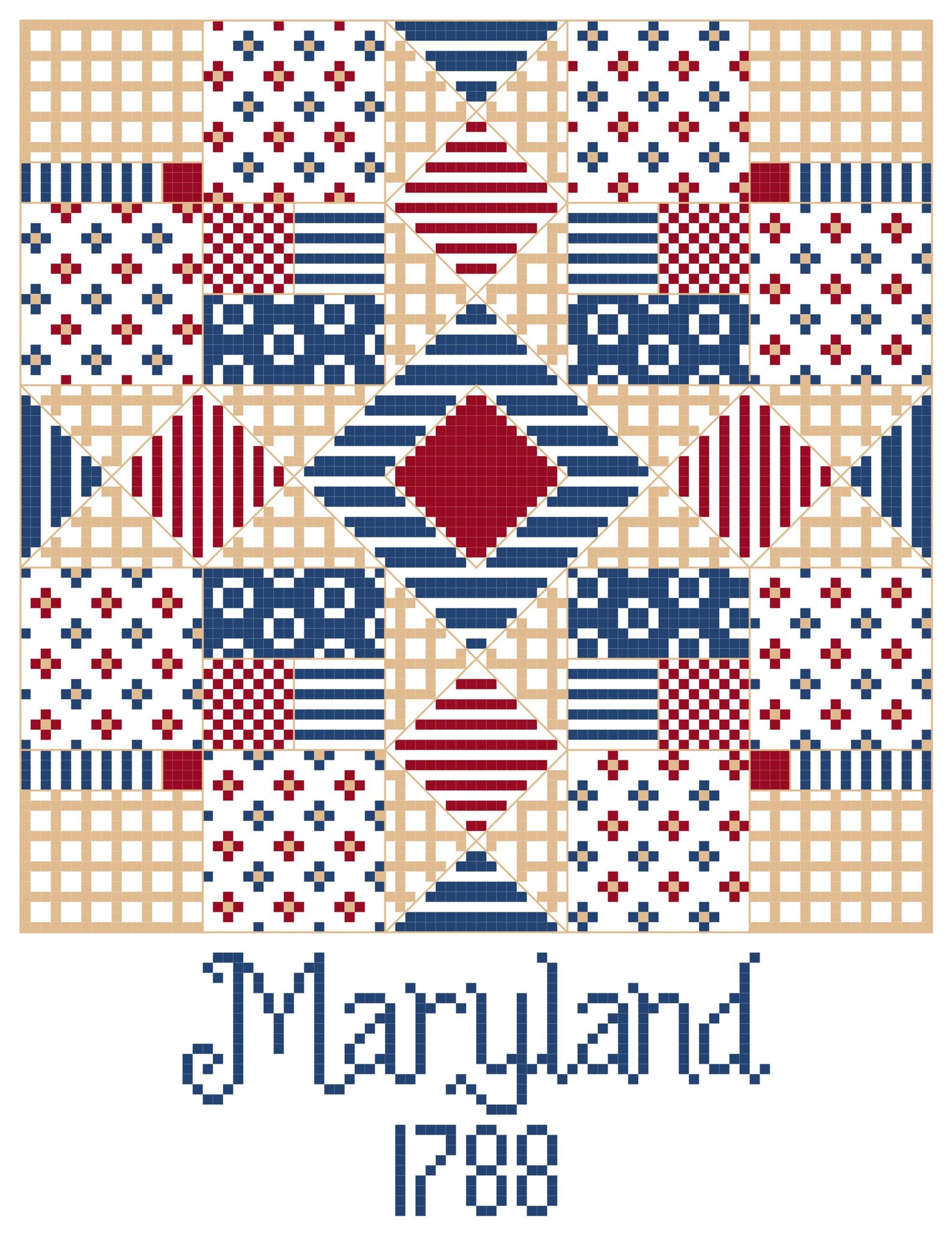 Quilt Square Maryland Cross Stitch Pattern Etsy