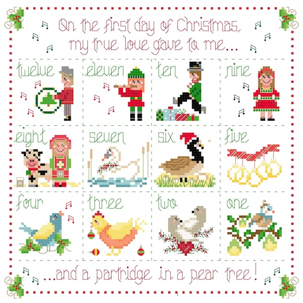 12 Days of Christmas Cross Stitch - Etsy