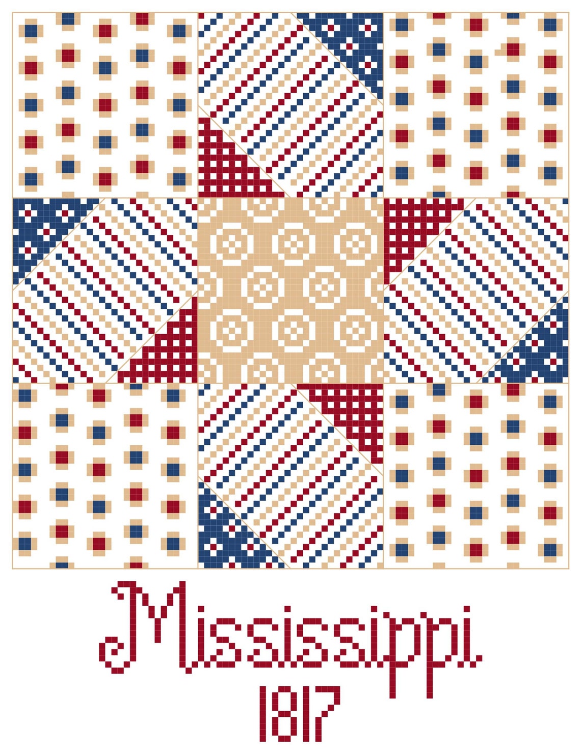 Quilt Square Mississippi Cross Stitch Pattern Etsy