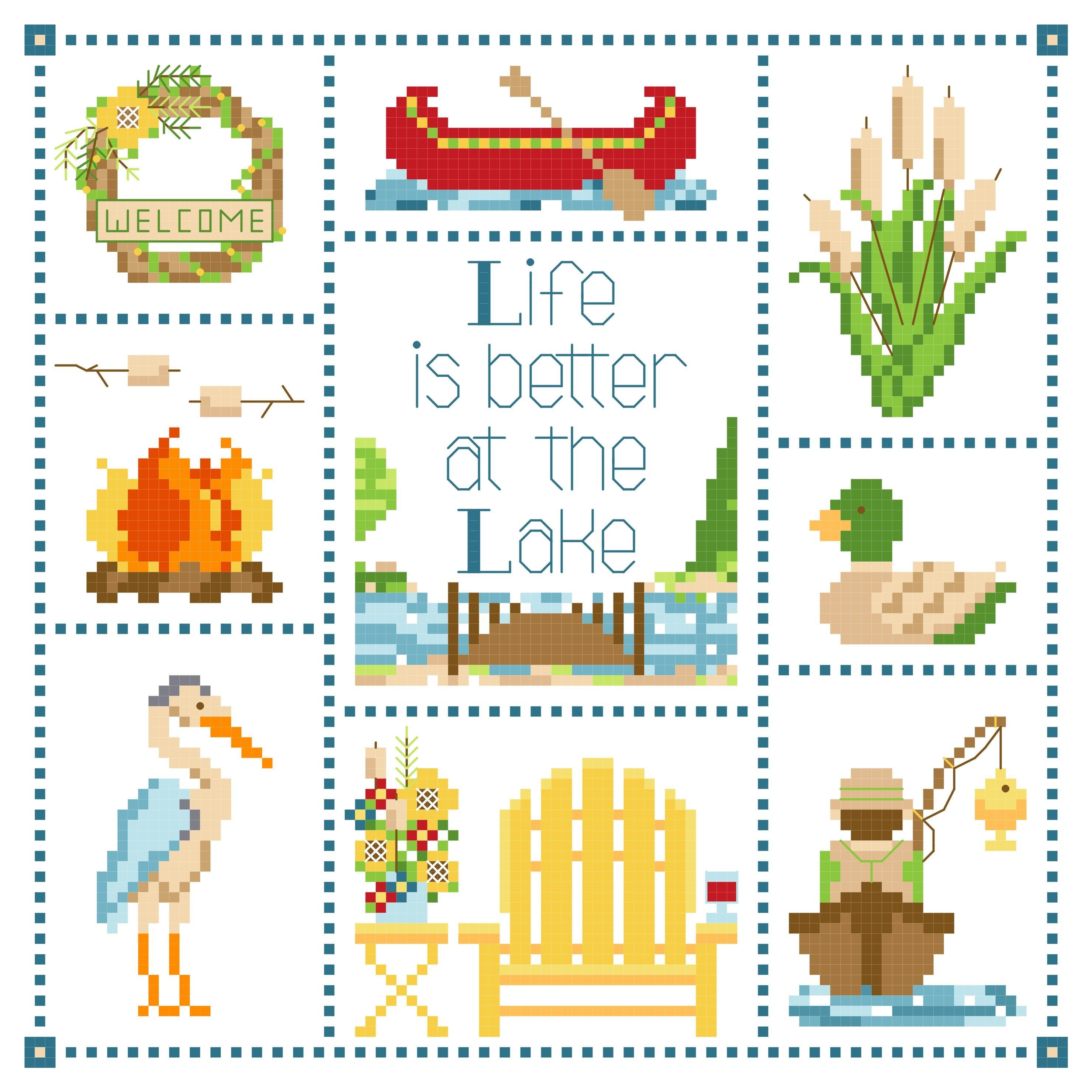 Life is Better at the Lake Cross Stitch Pattern Etsy