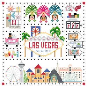 Patrón de punto de cruz de muestra de la ciudad de Las Vegas