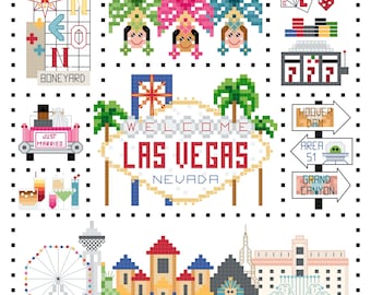 Las Vegas City Sampler Cross Stitch Pattern
