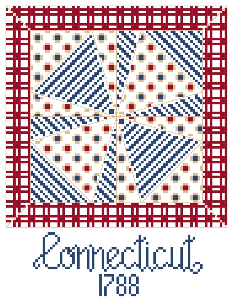 Quilt Square Connecticut Cross Stitch Pattern Etsy