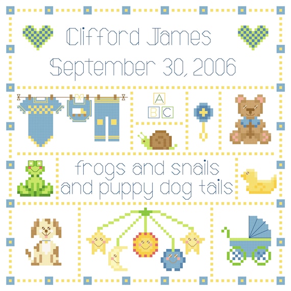 Baby Sampler Classic Boy Cross Stitch Pattern Etsy