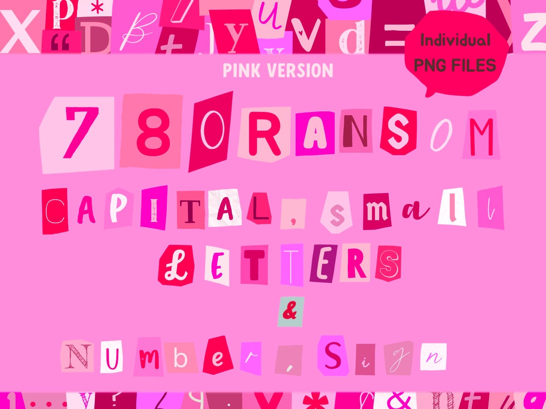 Pink 780 PNG Number Letter,magazine Letters Clipart,ransom Letters,burn ...