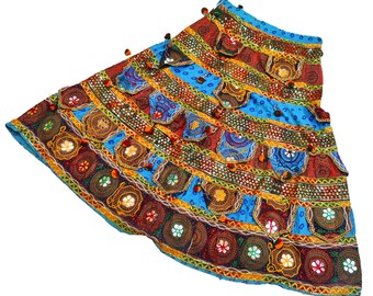 Gypsy Ethnic Banjara Vintage Skirts Tribal Boho Old Beds Embroidery Work India Belly Dance Skirt