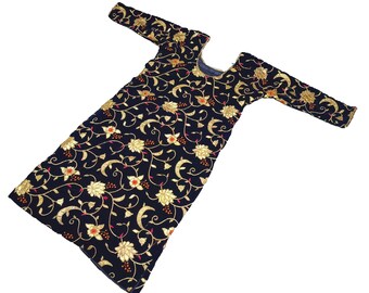 Vintage Indian Style Velvet Tunic Dress- Sequined Embroidered Boho Hippie Top