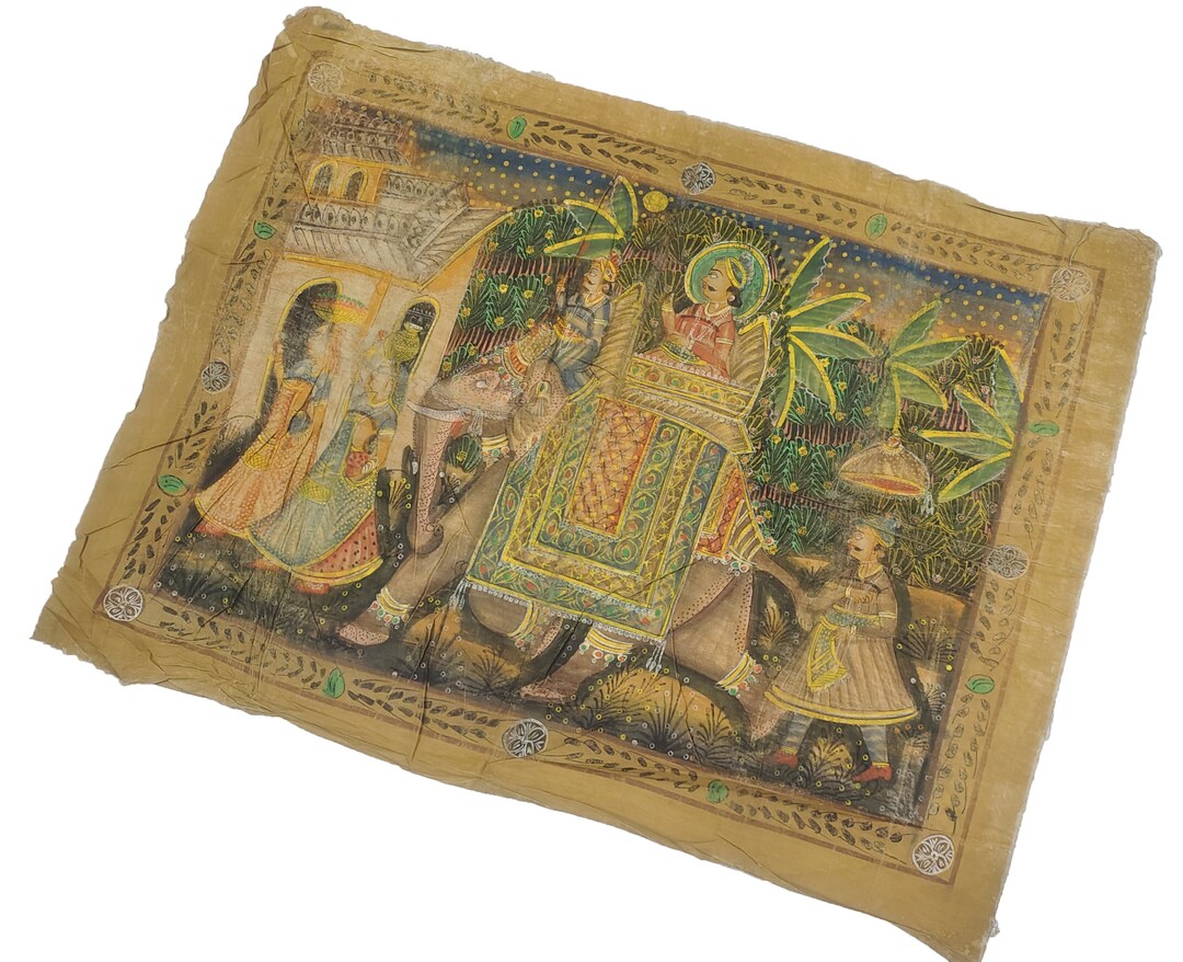 Antique Pichwai Painting Indian Mughal Miniature Painting Etsy