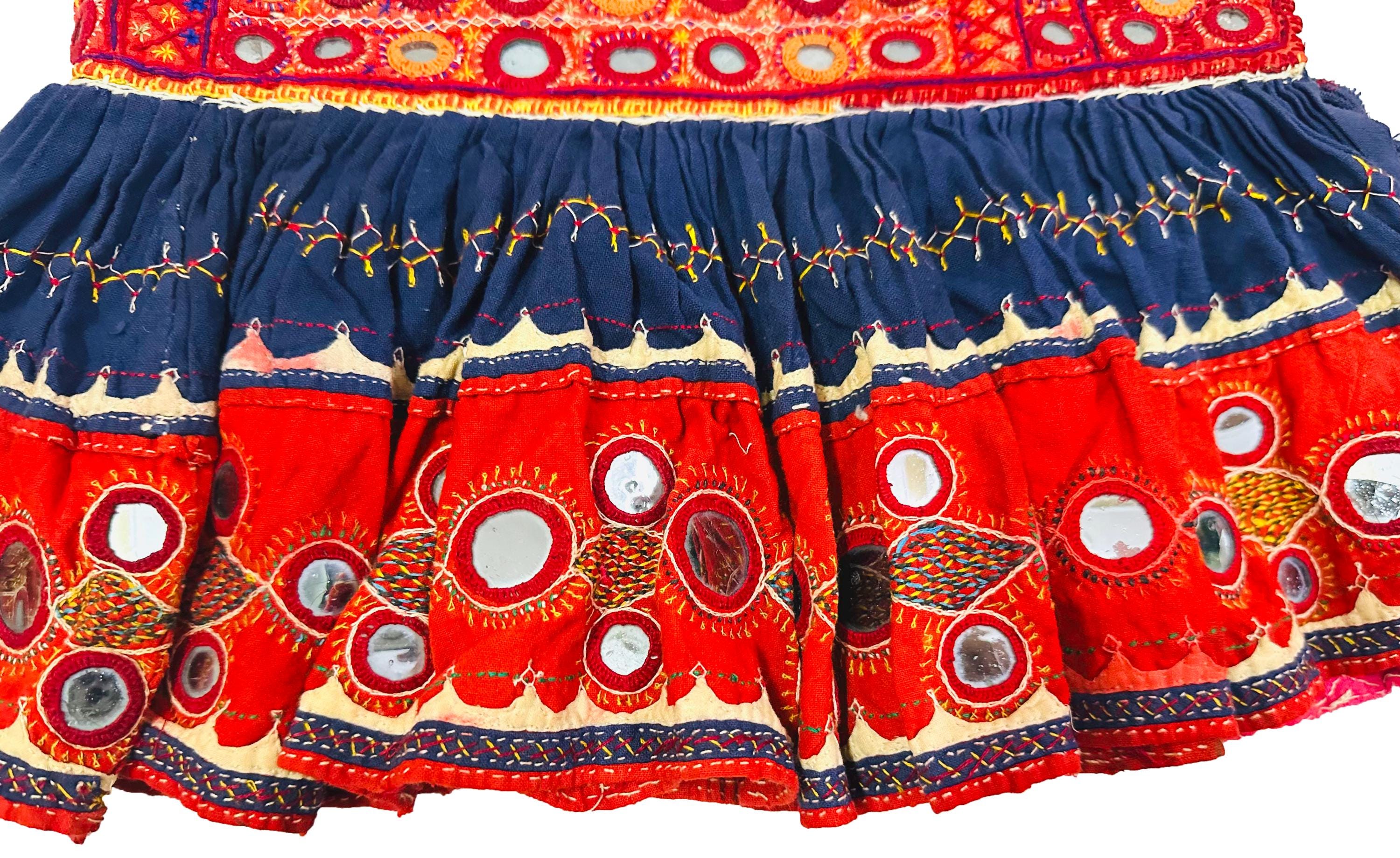 Antique Banjara Mini Skirt: Embroidered Indian Tribal Belly Dance