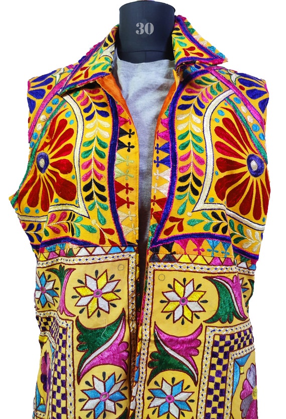 Vintage jacket Tribal Vest Coat Handmade Embroide… - image 5