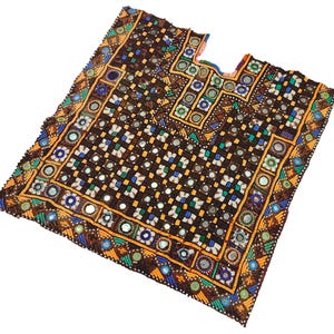 Espejo trabajo Kutchi Banjara parche cuello yugo, parche de la tribu india hecho a mano yugo afgano bordado, vestido Banjara, yugo BohoHippie, parche de aplicación