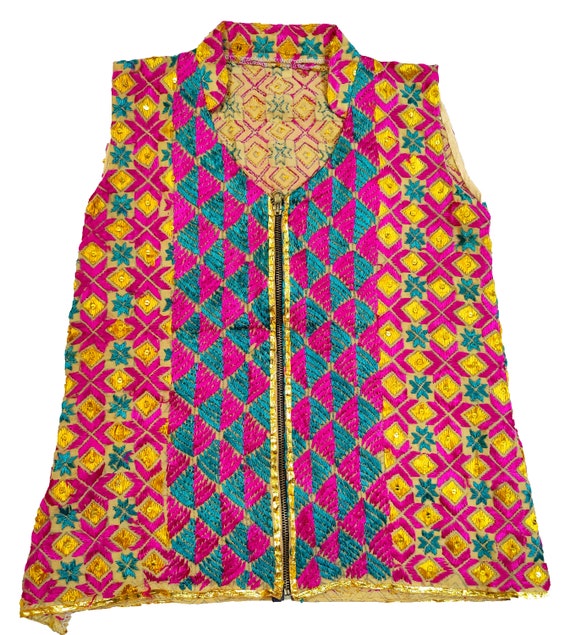 Antique Punjabi Phulkari Banjara jacket made by t… - image 3