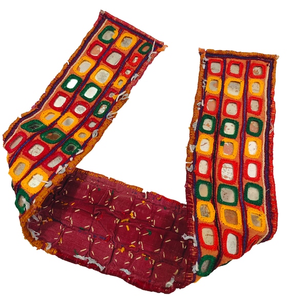 Handmade Rare Vintage Style Tribal Rajasthan Mirrored and Embroidered Belt Vintage Banjara Kuchi Tribal Textile BELT Gypsy Mirror  main image 4