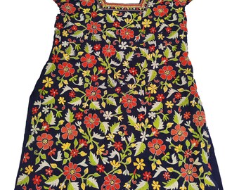 Vestido de trabajo bordado a mano Kantha vintage, estilo hippie bohemio, étnico, de diseñador, kurti y vestido, túnica india para mujer, vestido de verano.