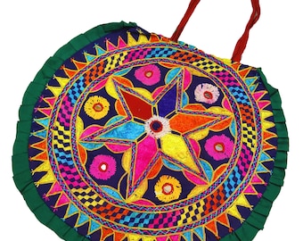 Bolso Kutch Banjara colorido bordado a mano / Bolso boho indio vintage con auténtico trabajo de espejos / Bolso tribal para mujer / Bolso de hombro étnico