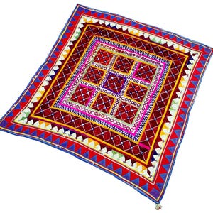 Antique Kutchi Boho Banjara Wall Hanging Vintage Indian Rabari Handmade Mirror Embroidered work Tapestry Wall Hanging Home Decoration Wall