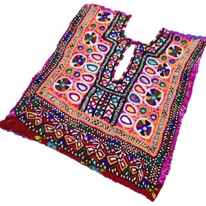 Parche Banjara afgano con efecto espejo, parche de tribu india con canesú bordado a mano, parche de aplique de canesú estilo hippie bohemio.