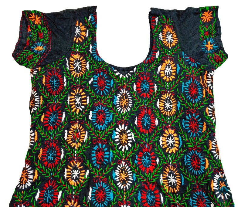 Vintage Kantha Handmade Embroidered Work Dress Hippy Boho Style Ethnic Designer kurti /& Dress Indian Women Wear Tunic Summer Wear Top Dress