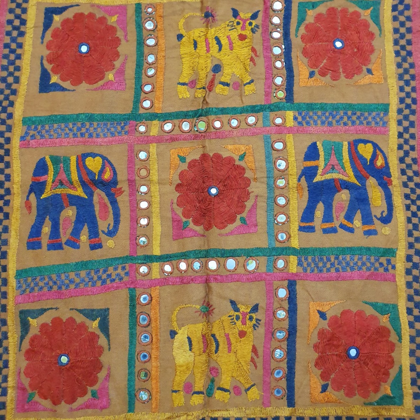 Vintage Indian Tapestry Wall Hanging Ethnic Handmade Mirror - Etsy