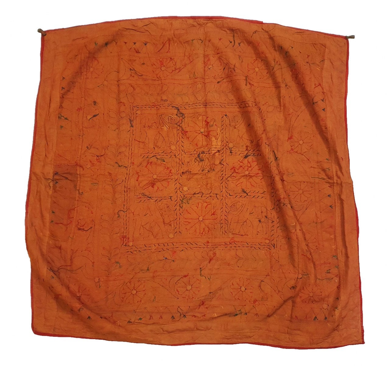 Vintage Indian Tapestry Wall Hanging Ethnic Handmade Mirror Etsy