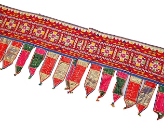 Handmade Rabari Mirror Embroidery Toran | Tribal Door Valance | Indian Kuchi Ethnic Boho Wall Hanging | Antique Window Decor | Home Decor |