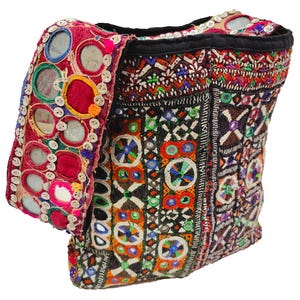 Mirror Embroidery Work Banjara Shoulder Bag | Indian Afghani Handmade Bag | Ethnic Boho Rare Bag | Ibiza Beach Bag |Vintage Tribal Woman Bag