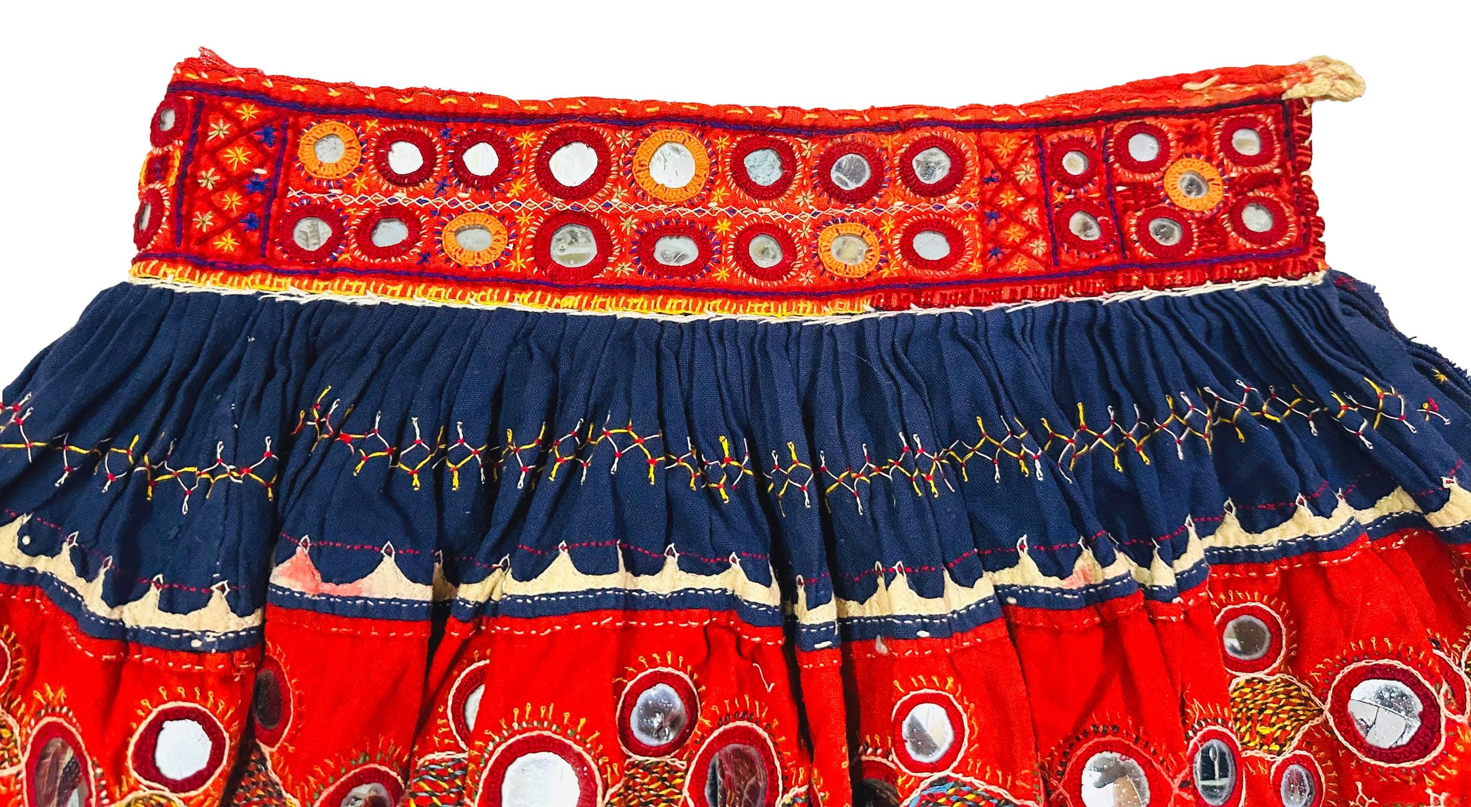Antique Banjara Mini Skirt: Embroidered Indian Tribal Belly Dance