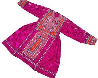 Pink Vintage Banjara Dress | Hand Embroidered Baluchi Afghan Tribal Dress | Boho Hippie Folk Tunic for Women | Banjara Tribal Ethnic Dress |