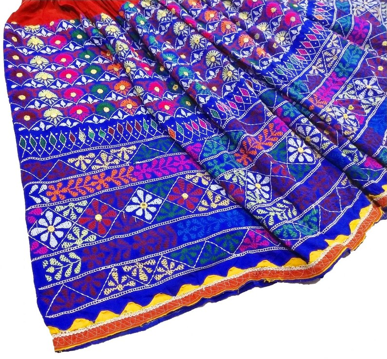 Collectible Old boho Indian Kuchi Banjara Skirt tribal Ethnic Mirror Embroidered Work skirt