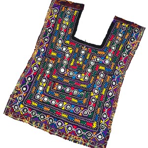 Afghani Mirror Work Kutchi Banjara Handmade Embroidered Yoke Patch For Boho Hippie Dresses And Crafts.