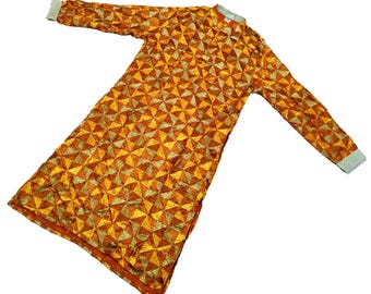 Vestido de trabajo bordado a mano Phulkari, vestido kurti de diseñador étnico vintage, estilo hippie bohemio indio, túnica para mujer, vestido de verano