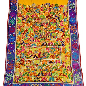 Antique Kutchi Boho Banjara Wall Hanging Vintage Indian Rabari Handmade Mirror Embroidered work Tapestry Wall Hanging Home Decoration Wall