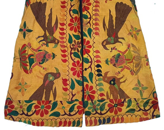 Antique Kimono Style Banjara Coat- Handmade Kutch Embroidery Tribal Bohemian Rabari Jacket View 6