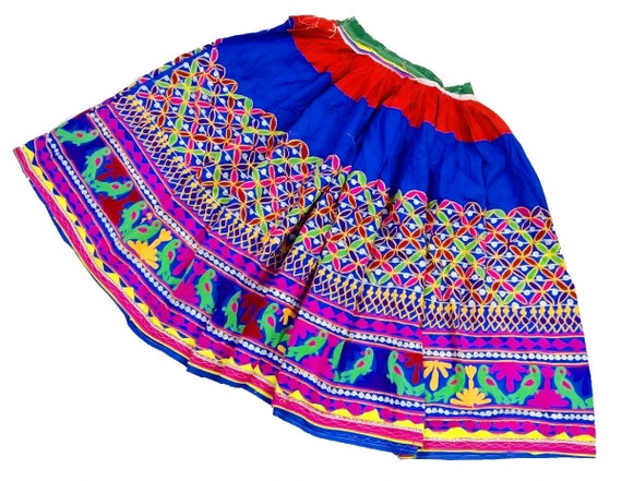 Collectible Old boho Indian Kuchi Banjara Skirt tribal Ethnic Mirror Embroidered Work skirt