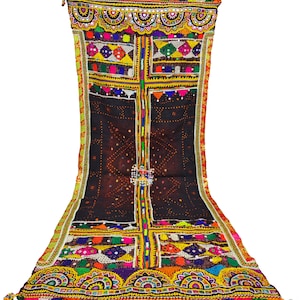 Woolen Bandhani Printed Shawl Tribal Vintage Kuchi Rabari Ethnic Handmade Mirror work Embroidery Old India Dupatta Wrap Banjara Stole Shawl