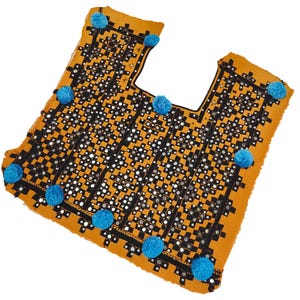 Espejo trabajo Kutchi Banjara parche cuello yugo, parche de la tribu india hecho a mano yugo afgano bordado, vestido Banjara, yugo BohoHippie, parche de aplicación